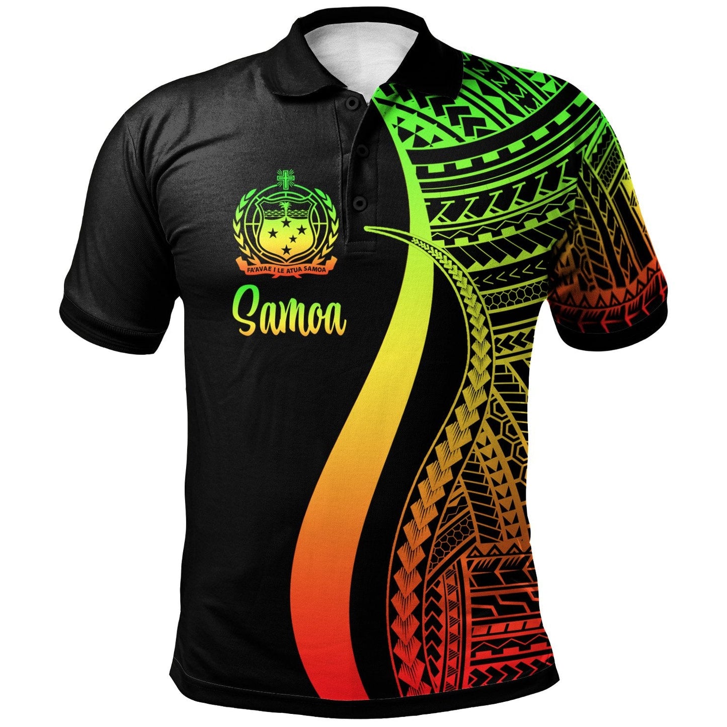 Samoa Polo Shirt Reggae - Polynesian Tentacle Tribal Pattern