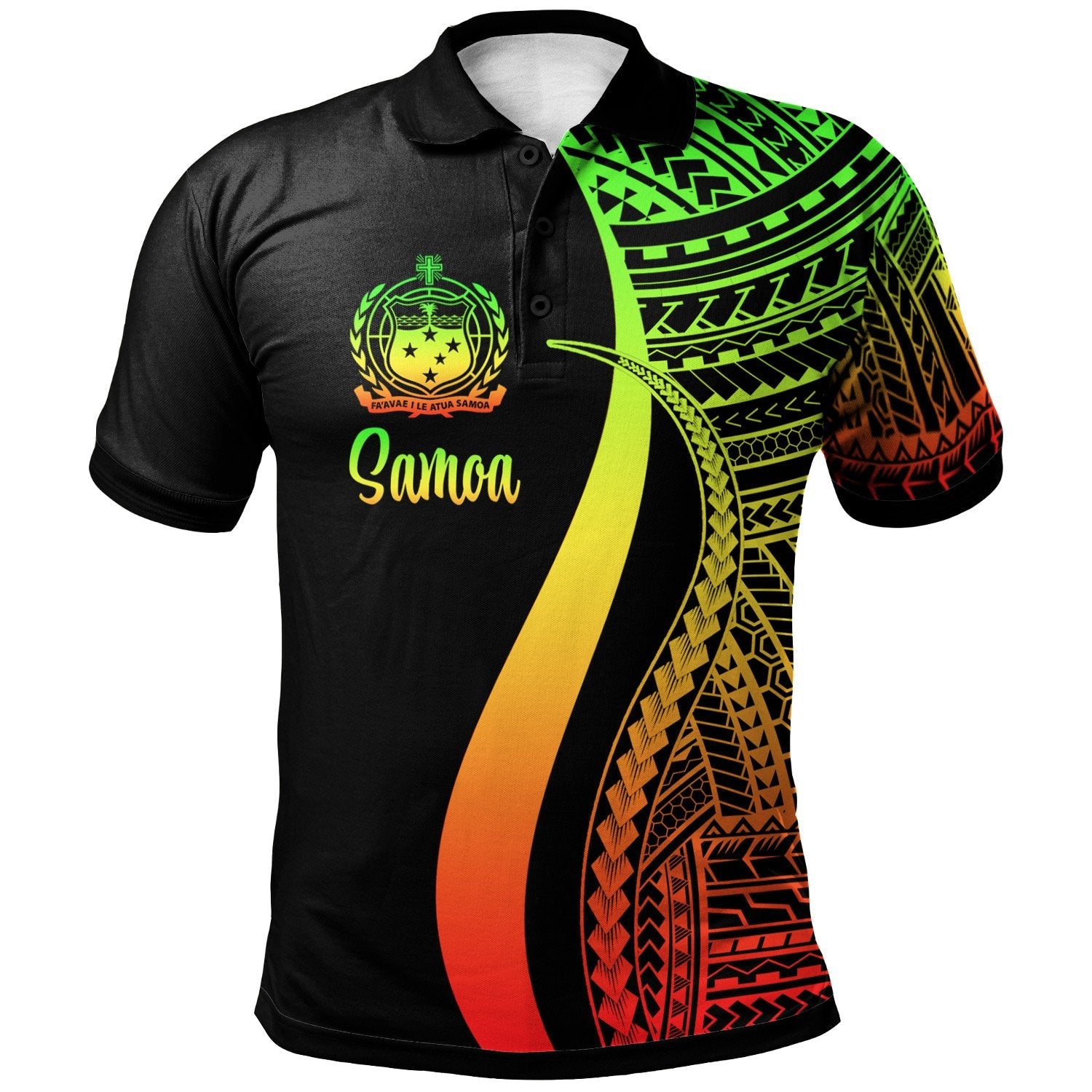 Samoa Polo Shirt Reggae - Polynesian Tentacle Tribal Pattern