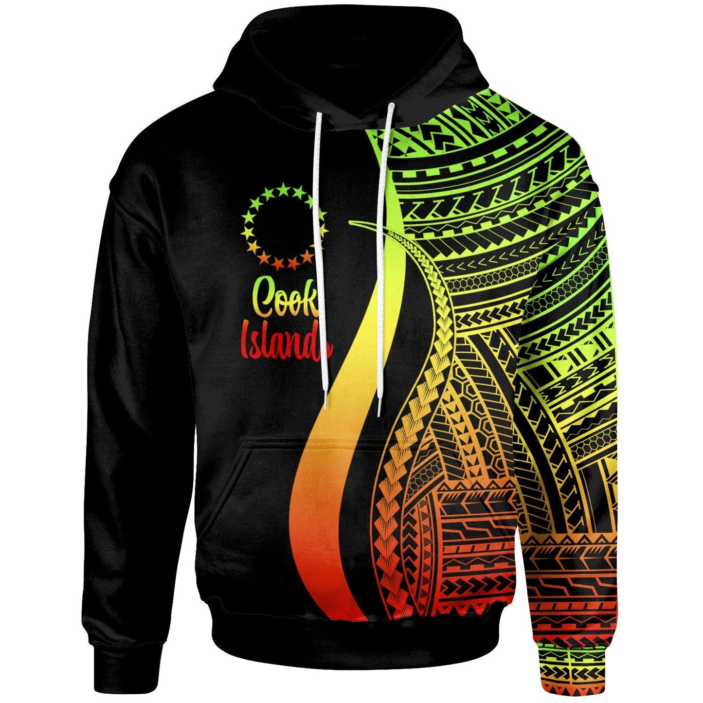 Cook Islands Hoodie Reggae Tentacle Tribal Pattern