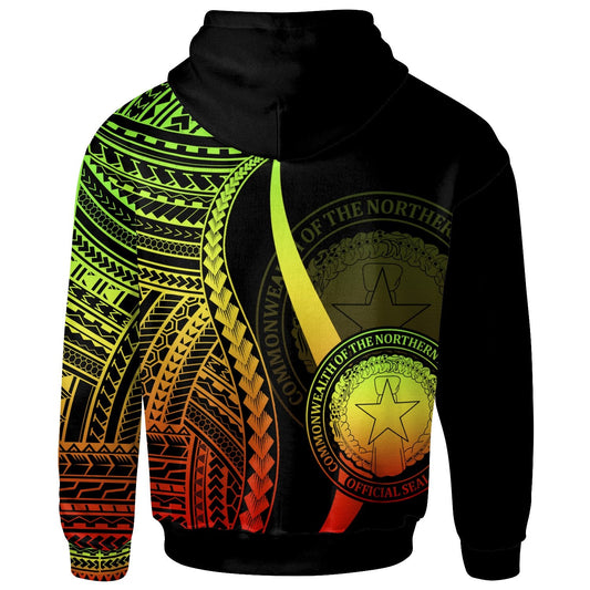 Custom Text Northern Mariana Islands Custom Personalised Hoodie Reggae Tentacle Tribal Pattern
