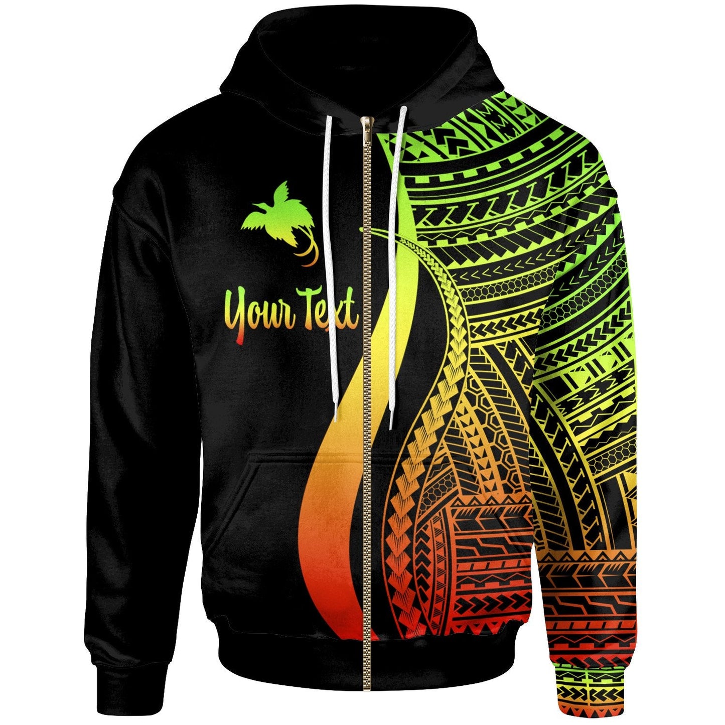 Papua New Guinea Zip Up Hoodie Reggae Tentacle Tribal Pattern