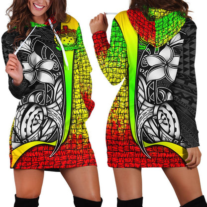 Samoa Polynesian Women's Hoodie Dress Reggae Turtle With Hook