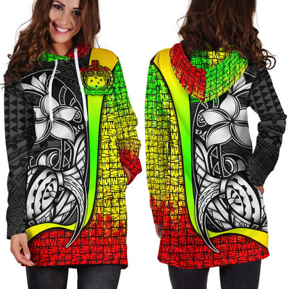 Samoa Polynesian Women's Hoodie Dress Reggae Turtle With Hook
