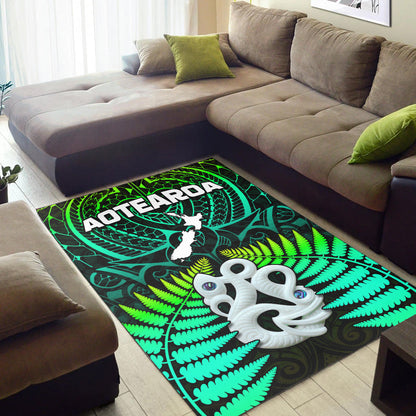 Aotearoa Fern Area Rug New Zealand Hei Tiki Green Style