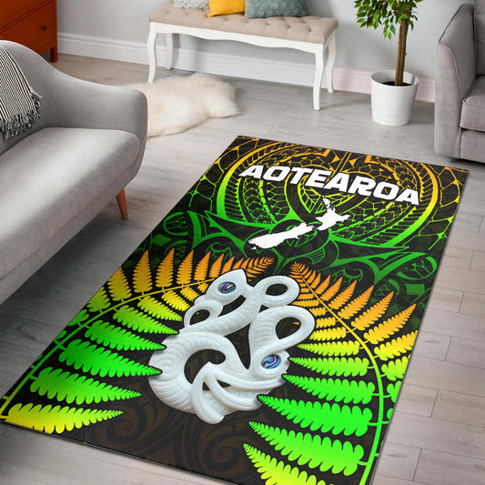 Aotearoa Fern Area Rug New Zealand Hei Tiki Special Style
