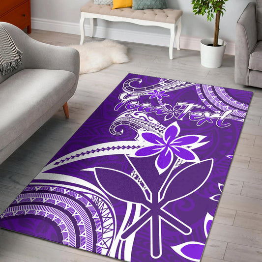 (Custom Personalised) Hawaii Flowers Wave Area Rug Kanaka Maoli Purple Polynesian