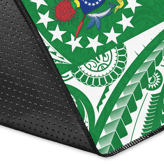 Cook Islands Tatau Area Rug Symbolize Passion Stars Version Green