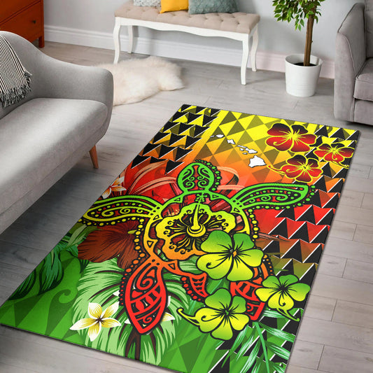 Hawaii Turtle Area Rug Color Tribal Pattern Hawaiian