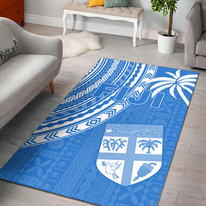 Fiji Rugby Sevens Area Rug Fijian 7s Tapa Polynesian Blue Ver.01