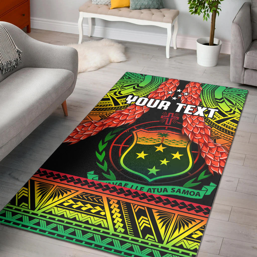 (Custom Personalised) Samoa Rugby Area Rug Teuila Torch Ginger Gradient Style