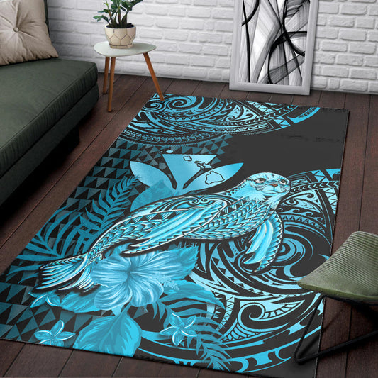 Hawaii Monk Seal Area Rug Kakau With Kanaka Turquoise