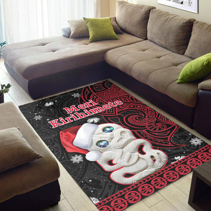 New Zealand Christmas Area Rug Hei Tiki Red Pohutukawa Meri Kirihimete