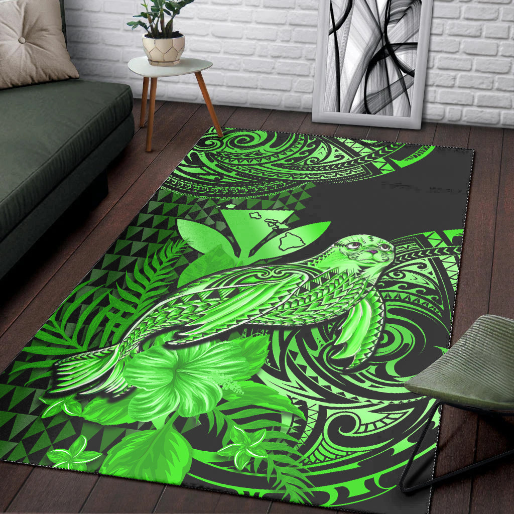 Hawaii Monk Seal Area Rug Kakau With Kanaka Green