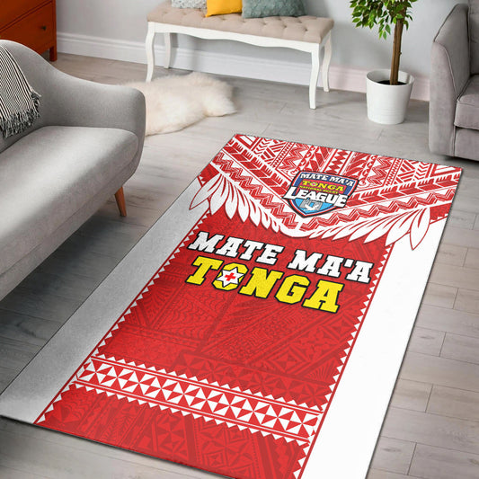 Tonga Rugby Area Rug Mate Maa Tonga Pacific Ngatu White