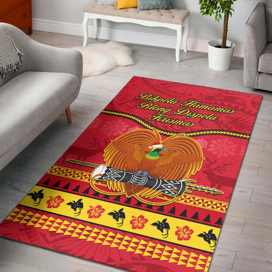 Papua New Guinea Christmas Area Rug Bird Of Paradise Bikpela Hamamas Blong Dispela Krismas