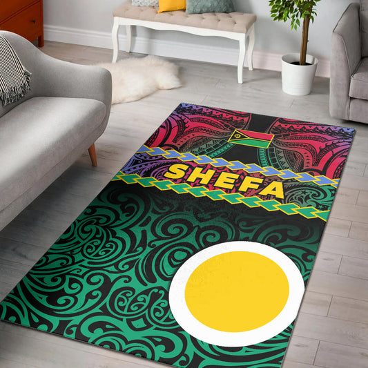 Shefa Province Area Rug Vanuatu Pig Tusk Polynesian Flag Style