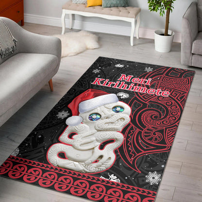 New Zealand Christmas Area Rug Hei Tiki Red Pohutukawa Meri Kirihimete