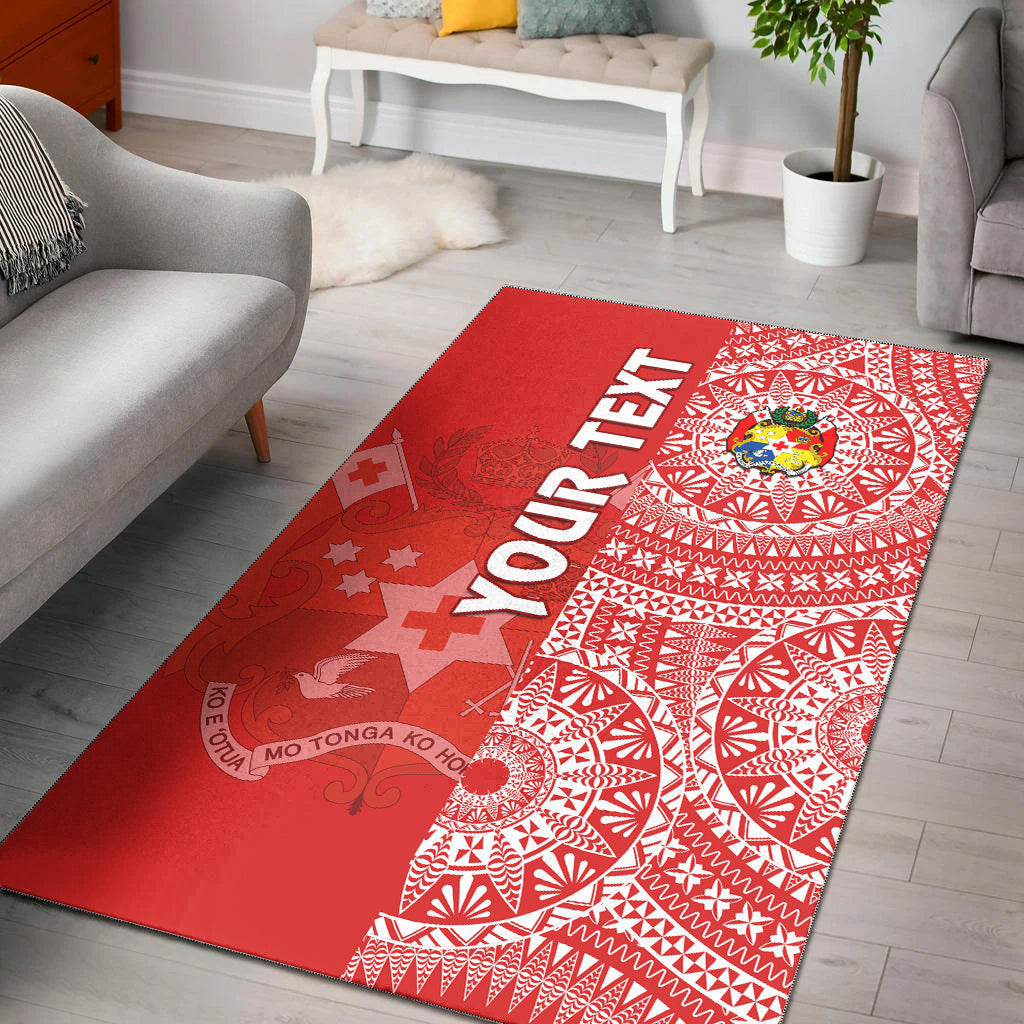 (Custom Personalised) Tonga Area Rug Tongan Coat Of Arms Ngatu Pattern