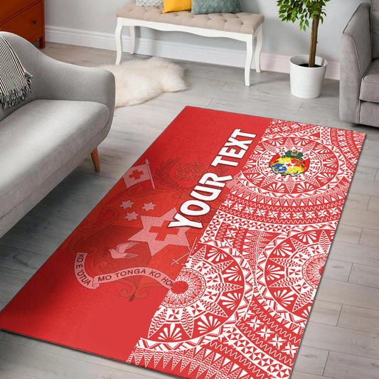 (Custom Personalised) Tonga Area Rug Tongan Coat Of Arms Ngatu Pattern