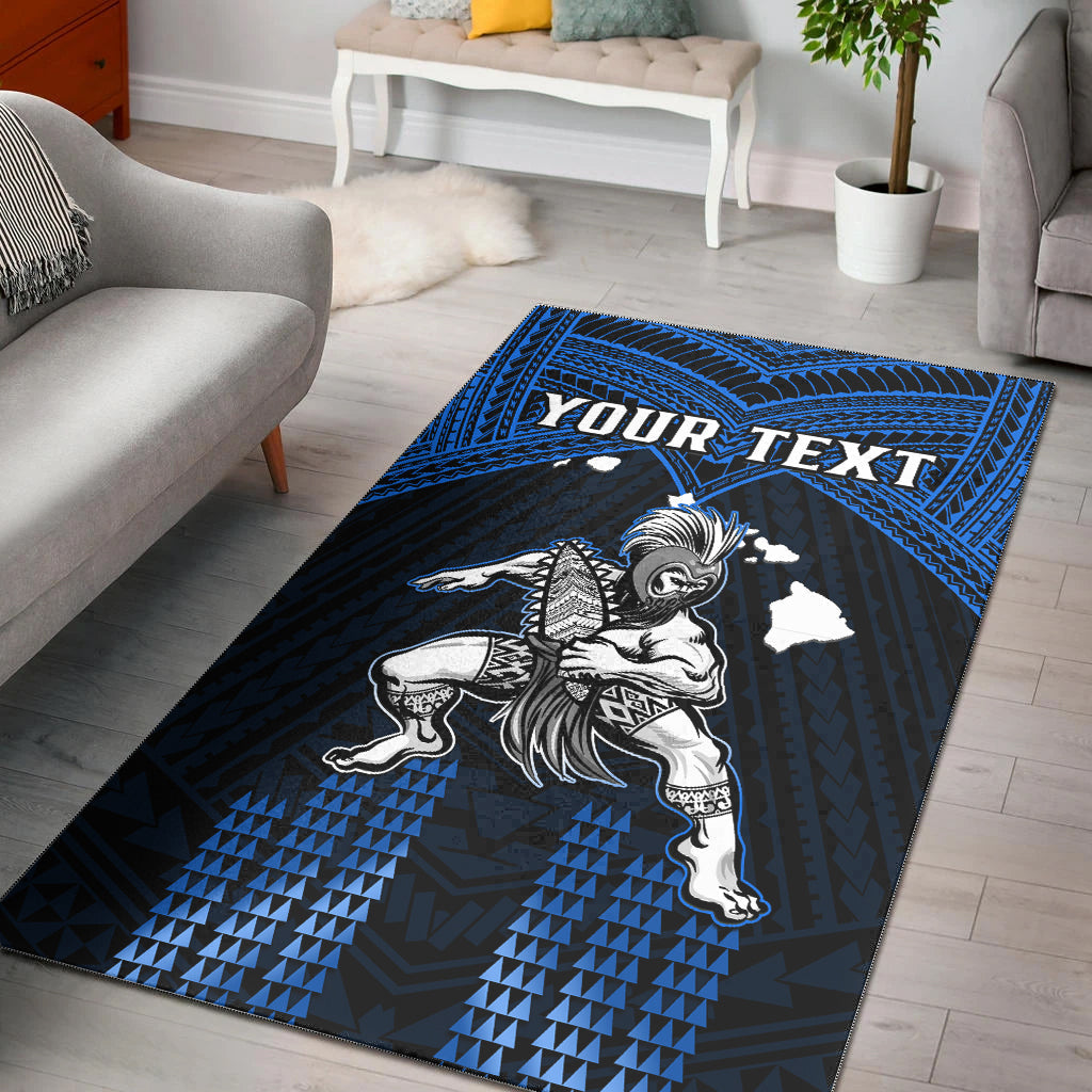 (Custom Personalised) Hawaii Area Rug Hawaiian Warrior With Weapon Polynesian Ver.06