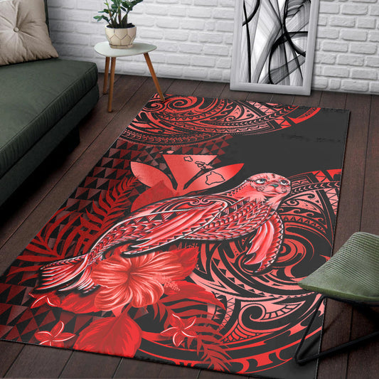 Hawaii Monk Seal Area Rug Kakau With Kanaka Red