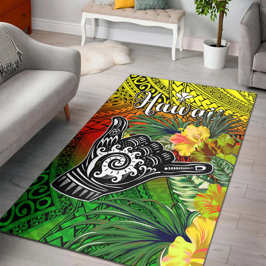 The Shaka Hawaii Area Rug Tropical Flowers Reggae Version