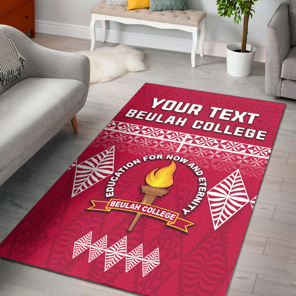 (Custom Personalised) Beulah College Area Rug Ngatu Pattern Tonga