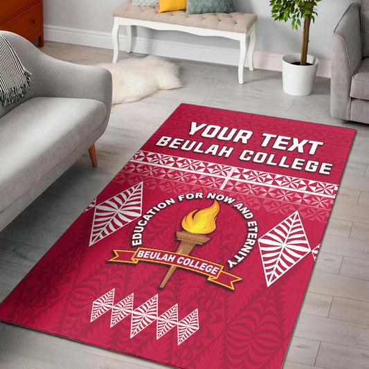 (Custom Personalised) Beulah College Area Rug Ngatu Pattern Tonga