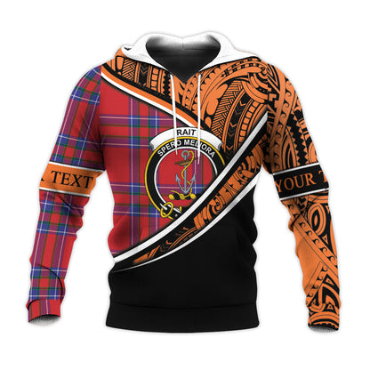 Printivon Rait Knitted Hoodie Pattern Polynesian Custom Text