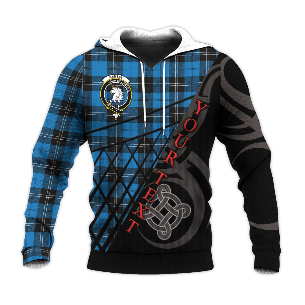 Printivon Ramsay Blue Ancient Knitted Hoodie Pattern Celtic Custom Text