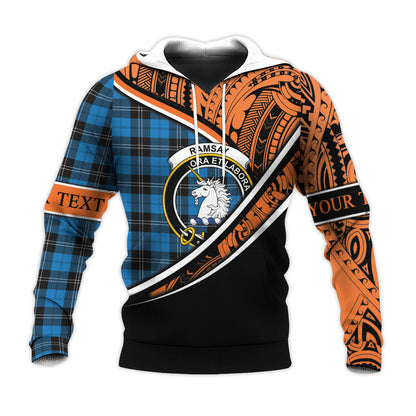 Printivon Ramsay Blue Ancient Knitted Hoodie Pattern Polynesian Custom Text
