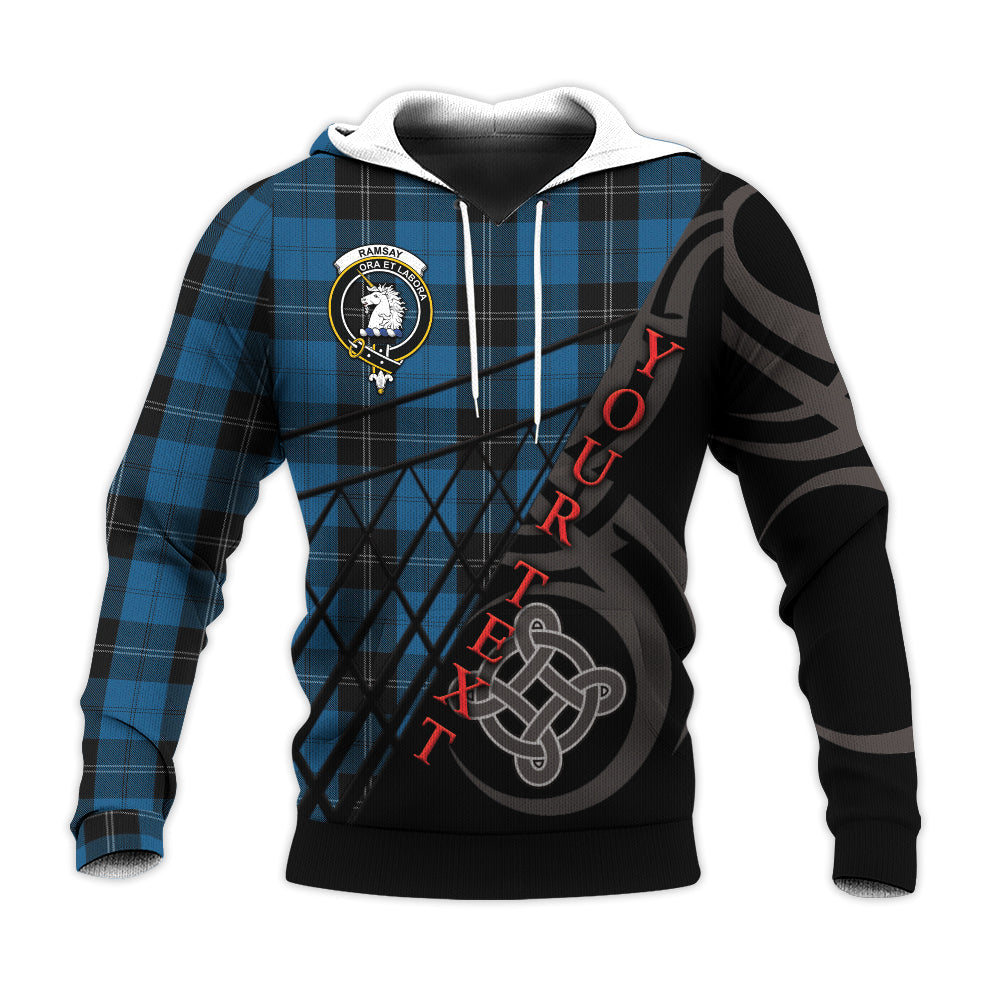 Printivon Ramsay Blue Hunting Knitted Hoodie Pattern Celtic Custom Text