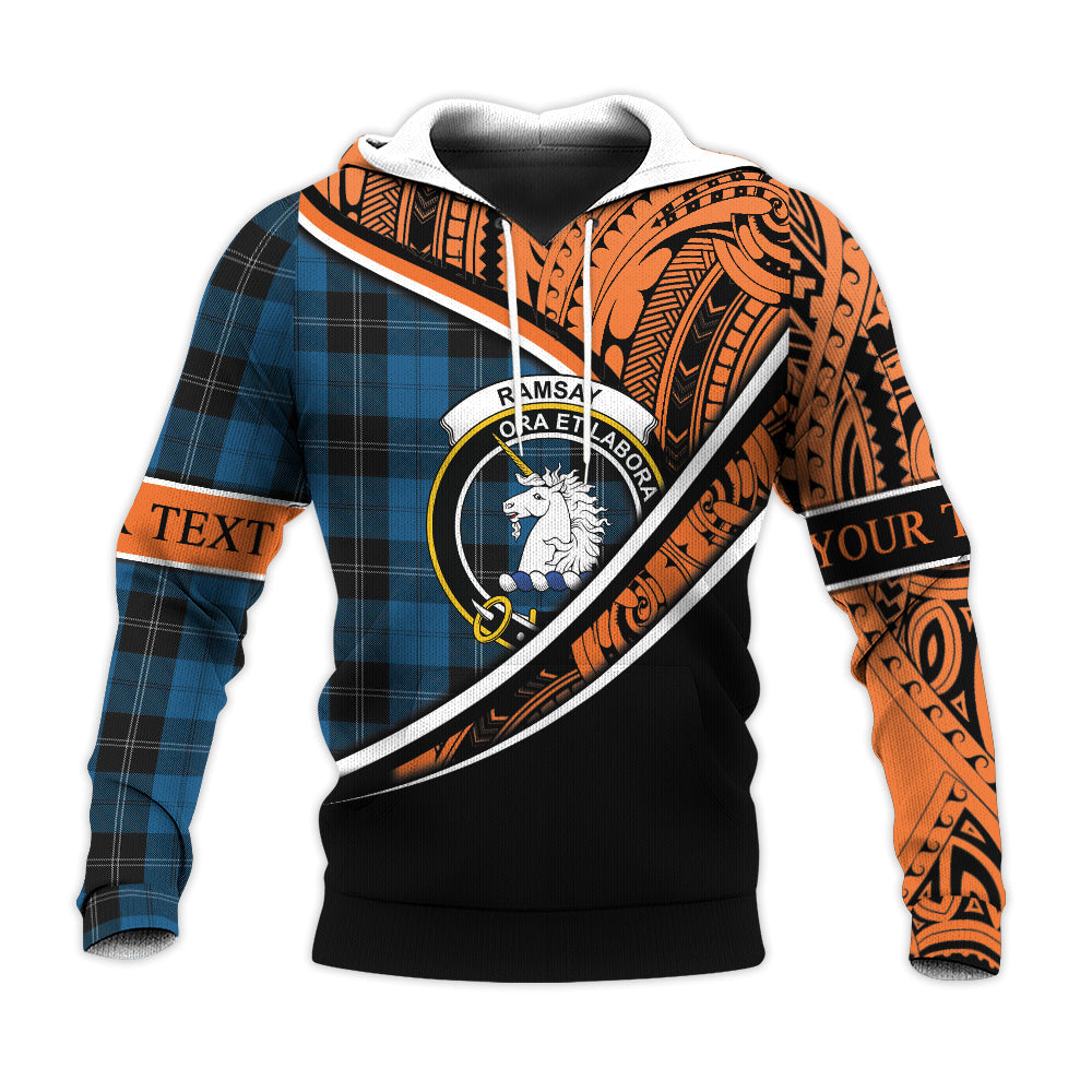 Printivon Ramsay Blue Hunting Knitted Hoodie Pattern Polynesian Custom Text