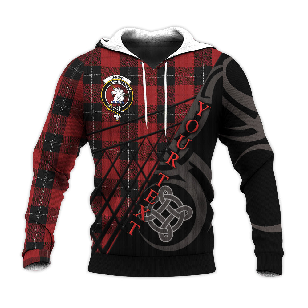 Printivon Ramsay Red Knitted Hoodie Pattern Celtic Custom Text
