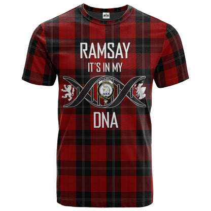 Printivon Ramsay Red Clan DNA In Me Tartan Crest T Shirt