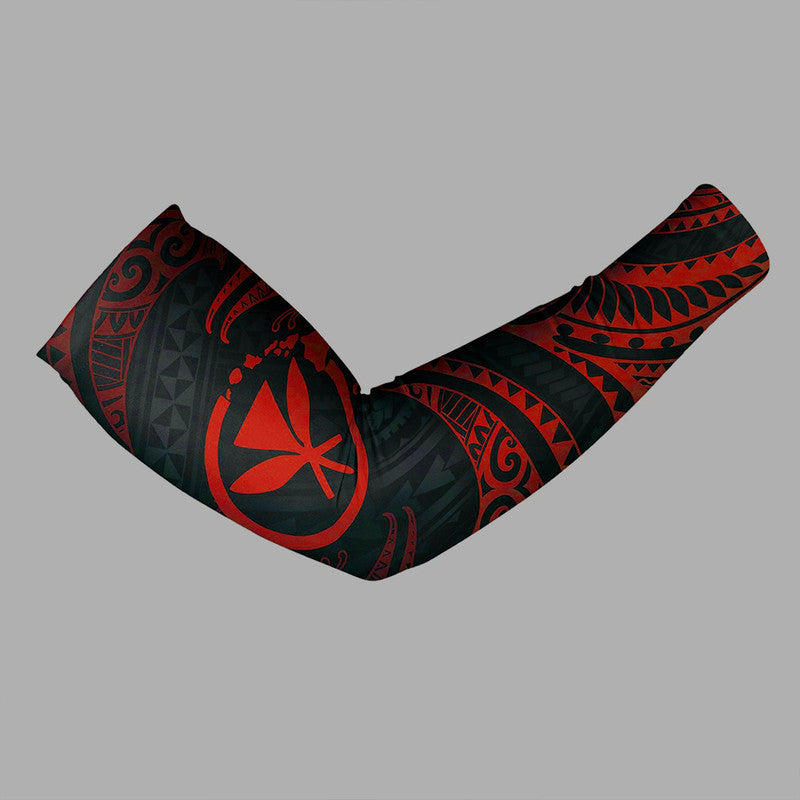 Polynesian Hawaii Arm Sleeve - Red Tribal Wave