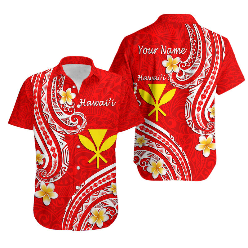 Custom Personalised Hawaii Hawaiian Shirt Red Polynesian Line Style