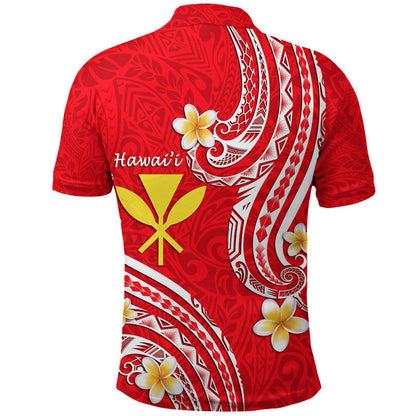 Hawaii Polo Shirt Red Polynesian Line Style