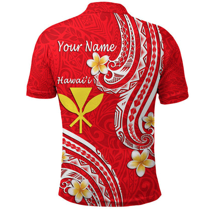 Hawaii Polo Shirt Red Polynesian Line Style