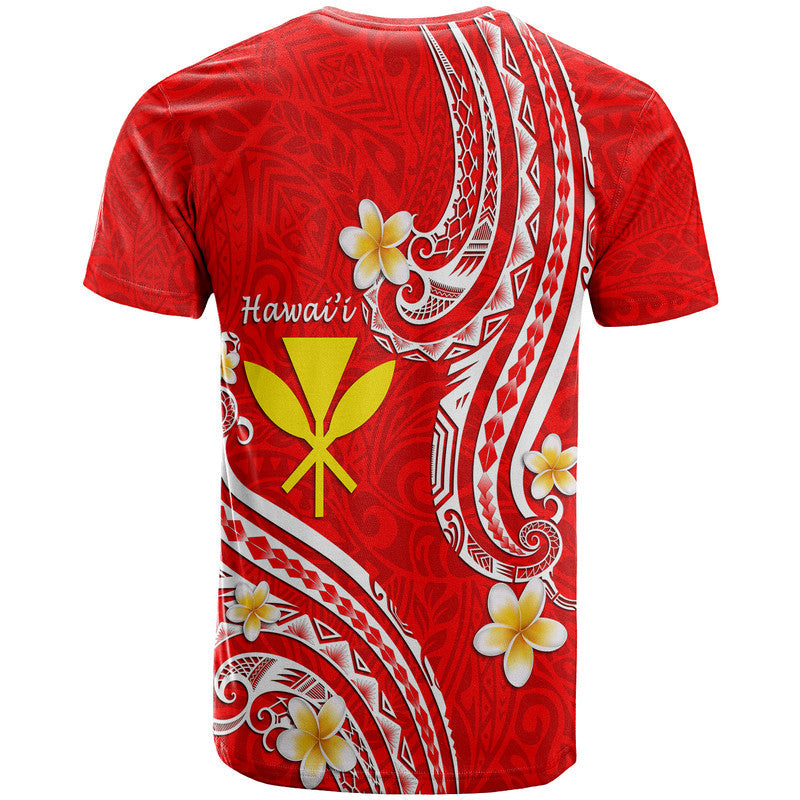 Hawaii T Shirt Red Polynesian Line Style