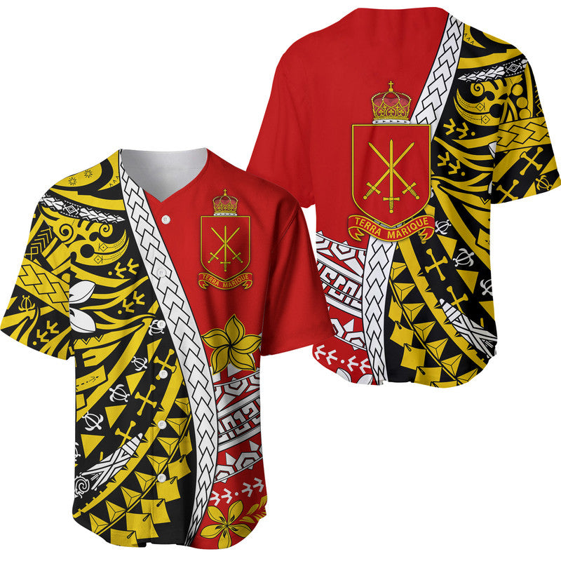 Tonga Terra Marique Baseball Jersey Red Polynesian Minimalist Style