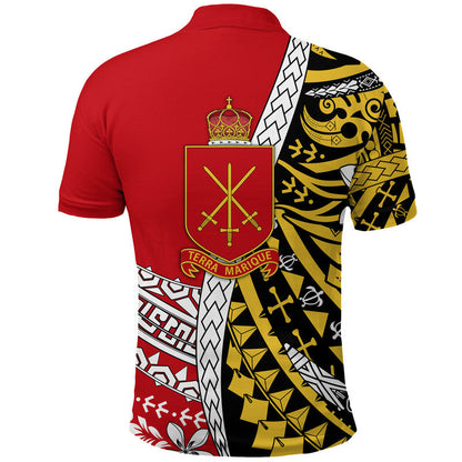 Custom Personalised Tonga Terra Marique Polo Shirt Red Polynesian Minimalist Style