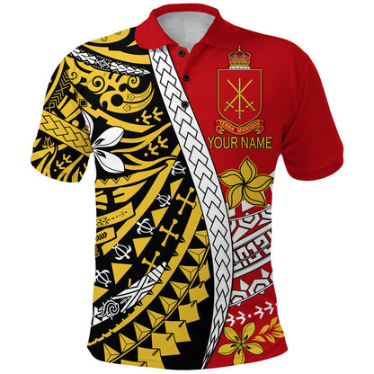 Custom Personalised Tonga Terra Marique Polo Shirt Red Polynesian Minimalist Style