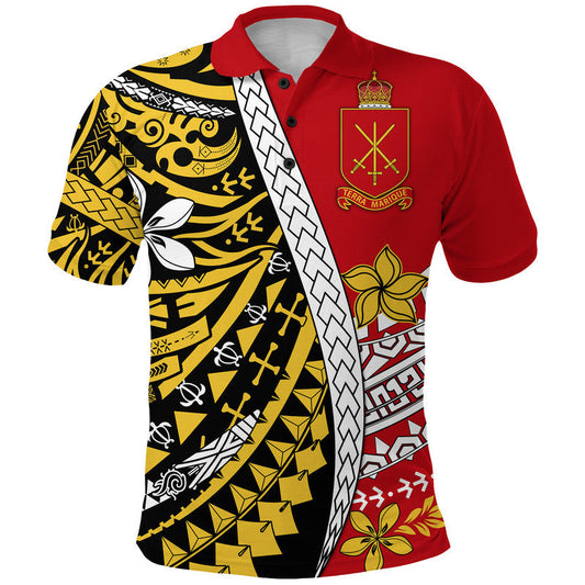 Tonga Terra Marique Polo Shirt Red Polynesian Minimalist Style