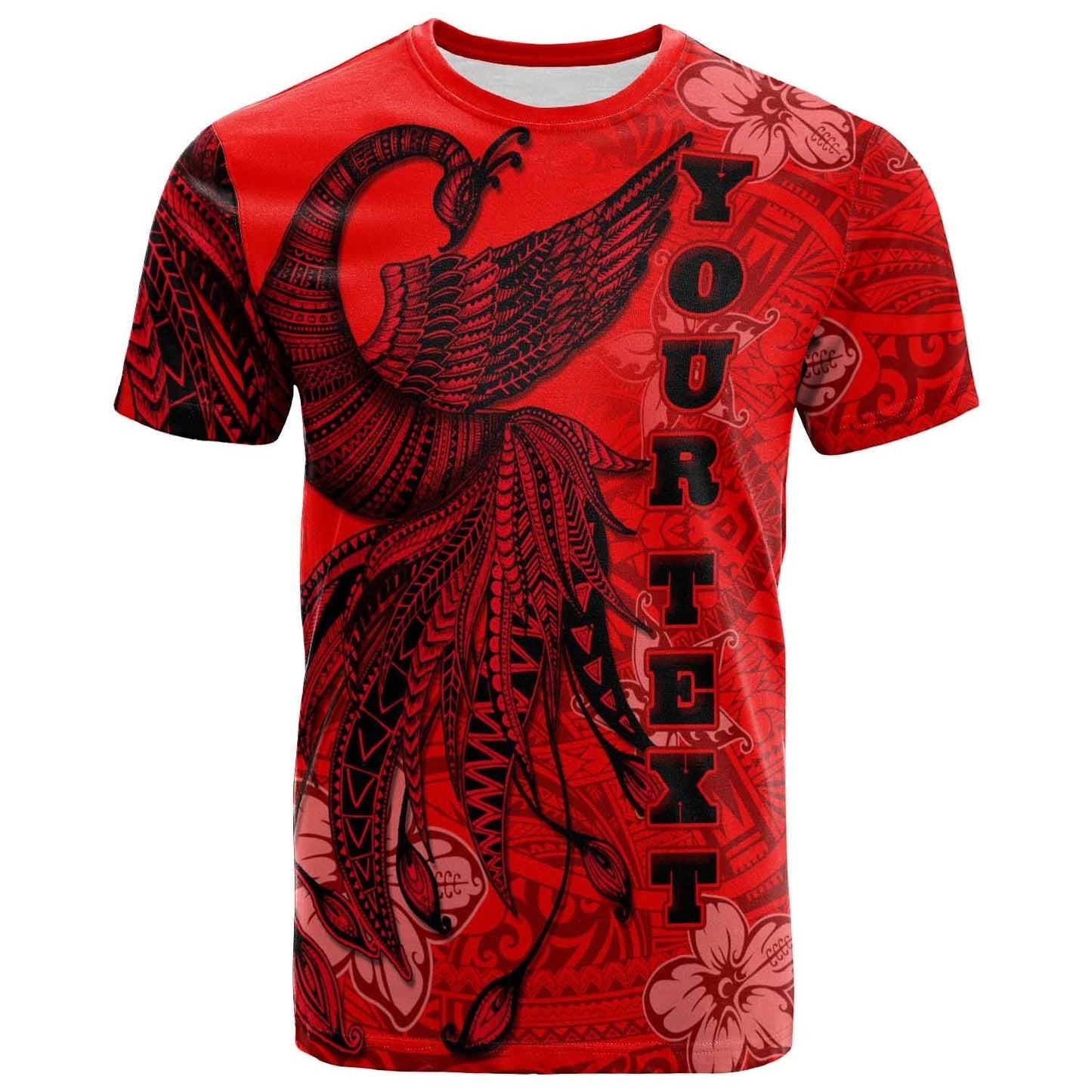 Tonga Custom Personalised T - Shirt - Polynesian Phoenix Bird, Fairytales Bird Red