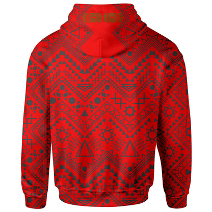 Hawaii Zip-Up Hoodie Aloha Hawaii Tiki Statue Red