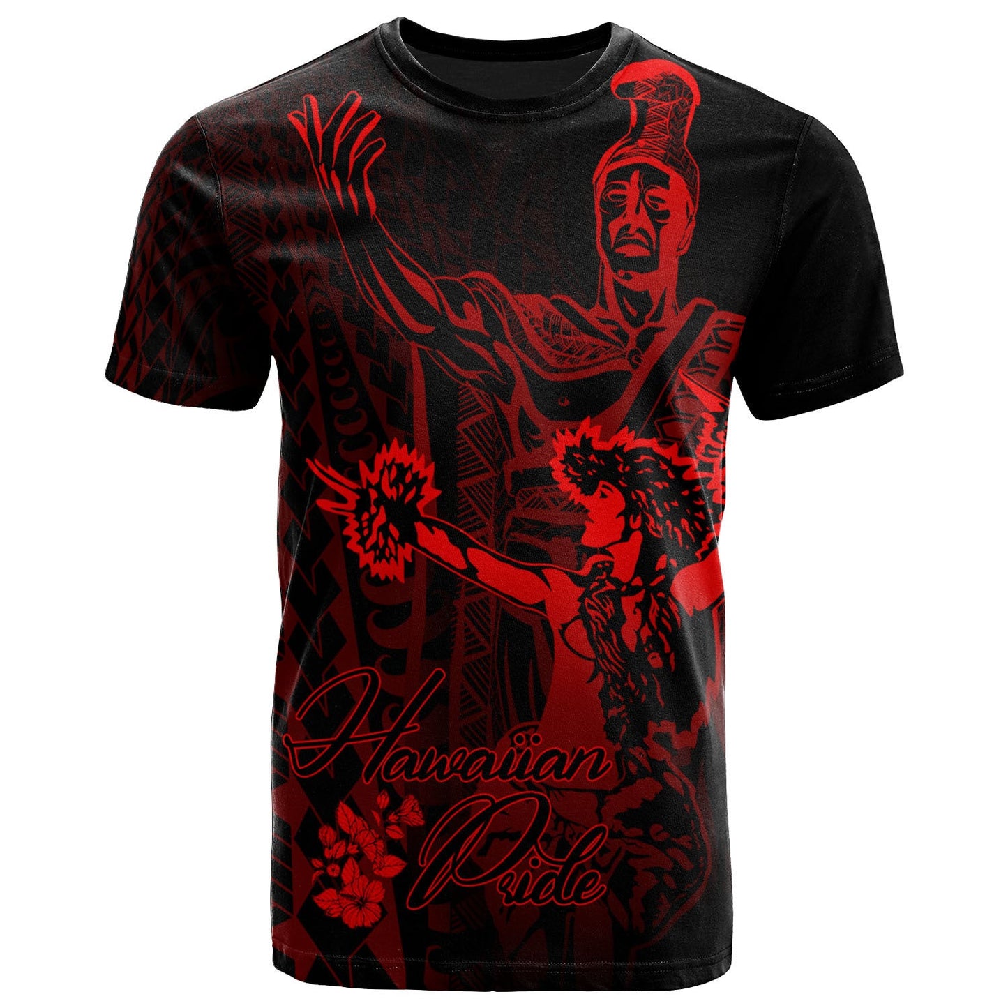 Hawaii T-Shirt - King Of Hawaii With Hawaiian Girls Red Version