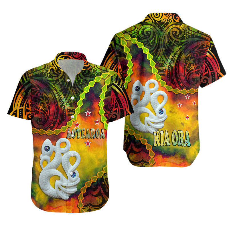 New Zealand Maori Hawaiian Shirt Aotearoa Manaia Reggae Paua Shell - Kia Ora