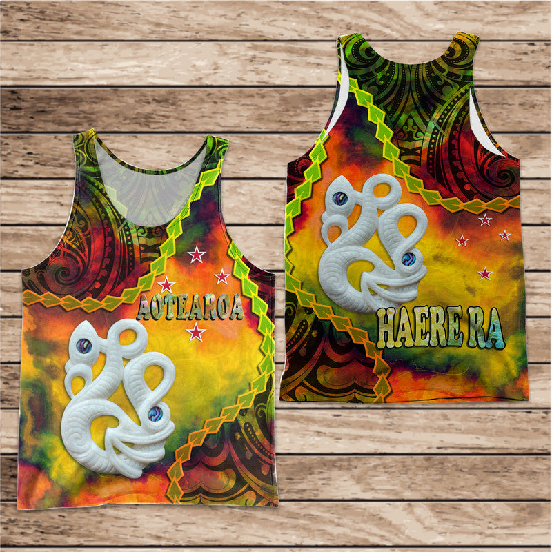 New Zealand Maori Men Tank Top Aotearoa Manaia Reggae Paua Shell Heare Ra