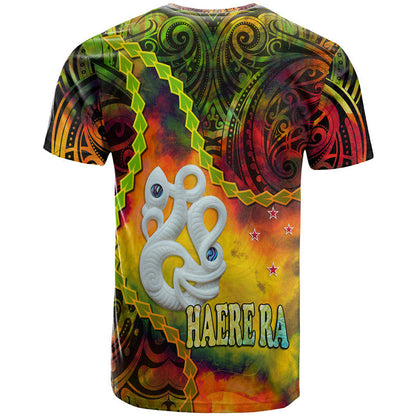 New Zealand Maori T Shirt Aotearoa Manaia Reggae Paua Shell - Heare Ra